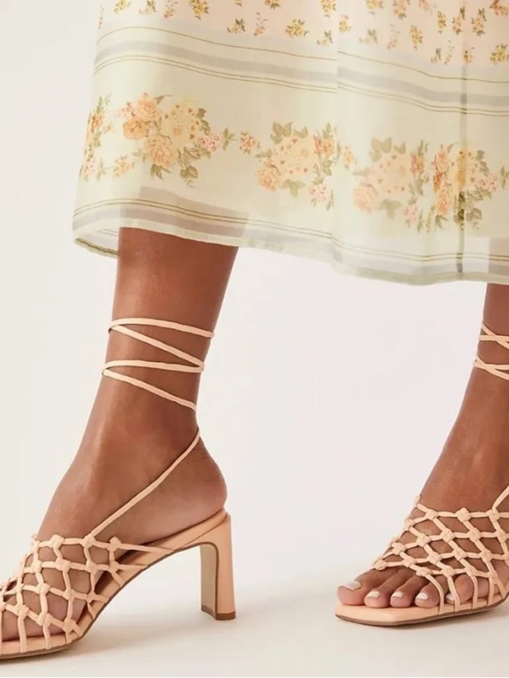 Anthropologie Strappy Heels in Nude